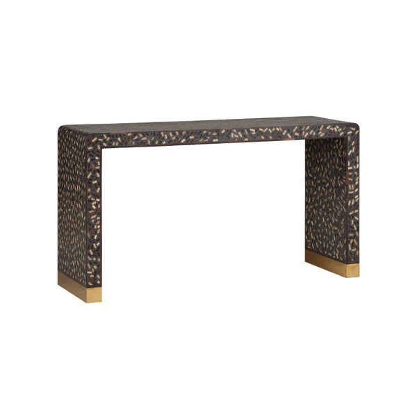 Chelsea House Scaramouche Rich Gray-Brown Console Table With Gold-Banded Feet — Modern-Transitional Statement Piece 370556