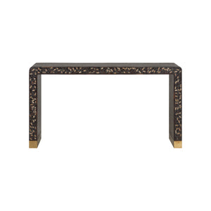 Chelsea House Scaramouche Rich Gray-Brown Console Table With Gold-Banded Feet — Modern-Transitional Statement Piece 370556