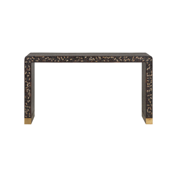 Chelsea House Scaramouche Rich Gray-Brown Console Table With Gold-Banded Feet — Modern-Transitional Statement Piece 370556