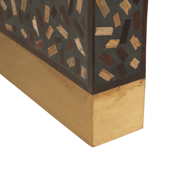 Chelsea House Scaramouche Rich Gray-Brown Console Table With Gold-Banded Feet — Modern-Transitional Statement Piece 370556