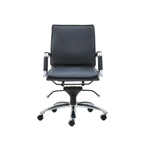 Homeroots Blue And Silver Adjustable Swivel Faux Leather Rolling Conference Office Chair  Faux Leather 370556