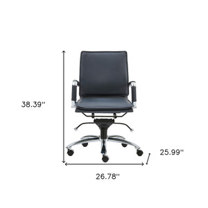 Homeroots Blue And Silver Adjustable Swivel Faux Leather Rolling Conference Office Chair  Faux Leather 370556