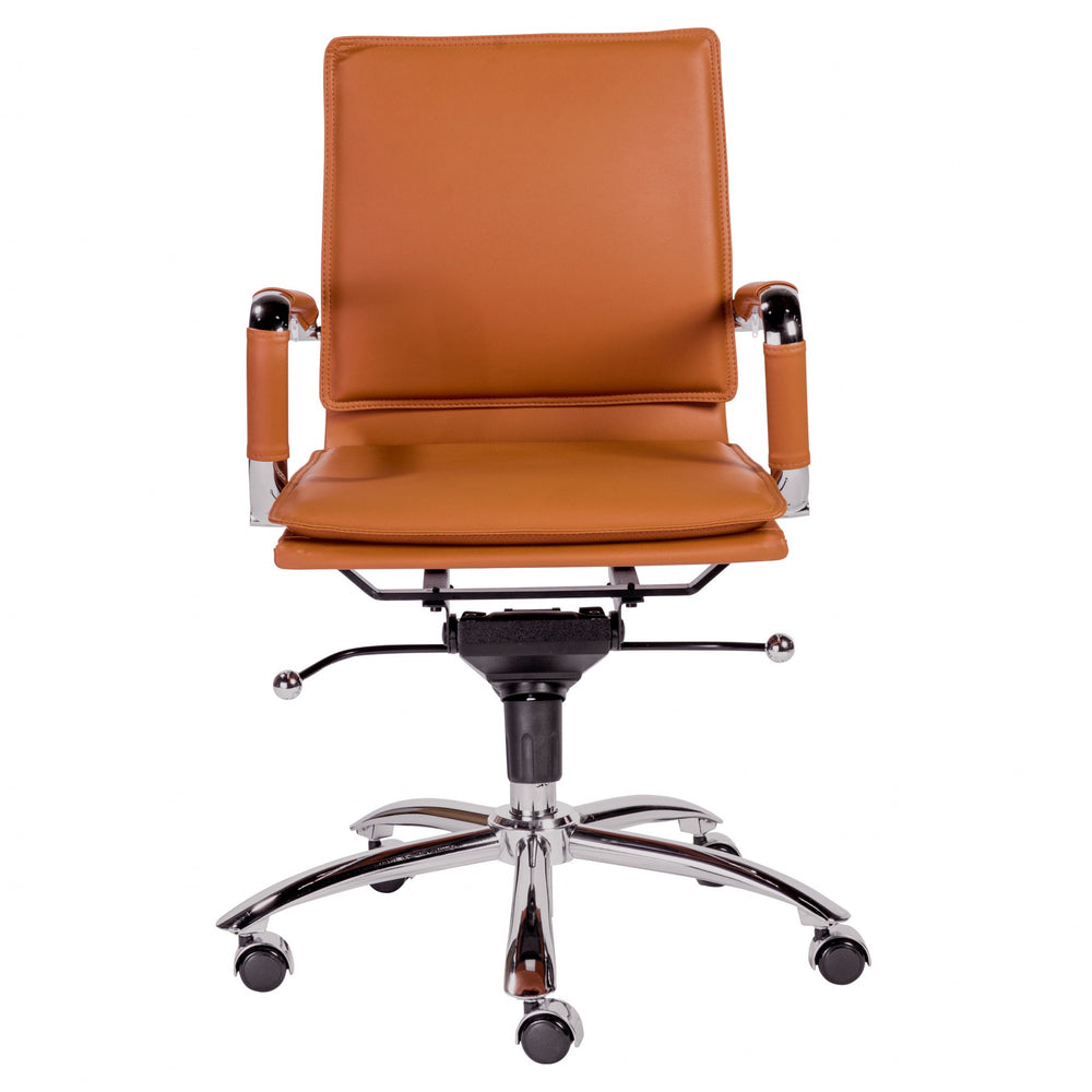 Homeroots Amber And Silver Adjustable Swivel Faux Leather Rolling Conference Office Chair  Faux Leather 370558