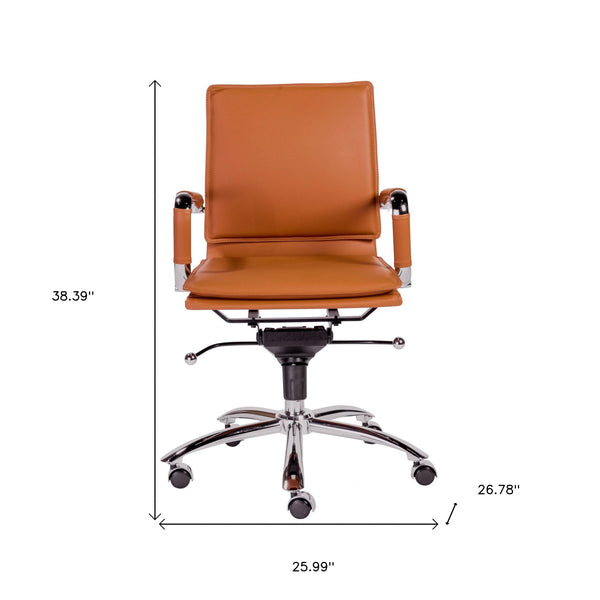 Homeroots Amber And Silver Adjustable Swivel Faux Leather Rolling Conference Office Chair  Faux Leather 370558