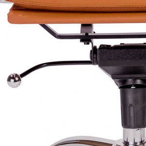 Homeroots Amber And Silver Adjustable Swivel Faux Leather Rolling Conference Office Chair  Faux Leather 370558