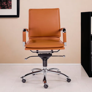 Homeroots Amber And Silver Adjustable Swivel Faux Leather Rolling Conference Office Chair  Faux Leather 370558