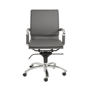 HomeRoots Silver Adjustable Swivel Faux Leather Rolling Conference Chair for Modern Office Comfort & Style 370559