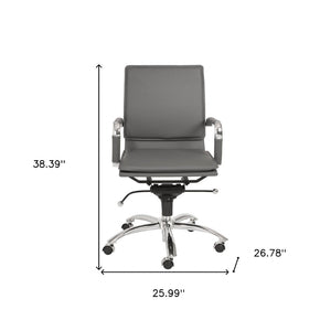 HomeRoots Silver Adjustable Swivel Faux Leather Rolling Conference Chair for Modern Office Comfort & Style 370559
