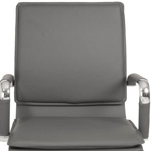 HomeRoots Silver Adjustable Swivel Faux Leather Rolling Conference Chair for Modern Office Comfort & Style 370559