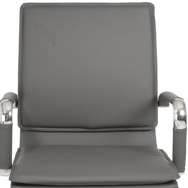 HomeRoots Silver Adjustable Swivel Faux Leather Rolling Conference Chair for Modern Office Comfort & Style 370559