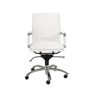 Homeroots White And Silver Adjustable Swivel Faux Leather Rolling Conference Office Chair  Faux Leather 370560