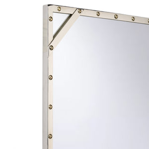 Chelsea House Rivet Round Metal Mirror 24" — Polished Nickel Face With Brass Rivets, Industrial Modern Accent Piece 370561
