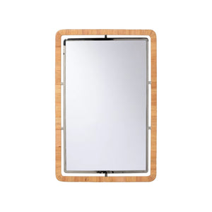 Chelsea House Baldein Round Raffia & Polished Nickel Mirror 45" X 30" — Contemporary Organic Accent For Entryways 370563