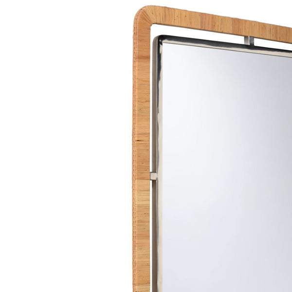 Chelsea House Baldein Round Raffia & Polished Nickel Mirror 45" X 30" — Contemporary Organic Accent For Entryways 370563