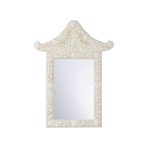 Chelsea House Shell Mirror — 49" Tiered Pagoda Shell Wall Mirror With Iridescent Natural Shell Face For Coastal DéCor 370570