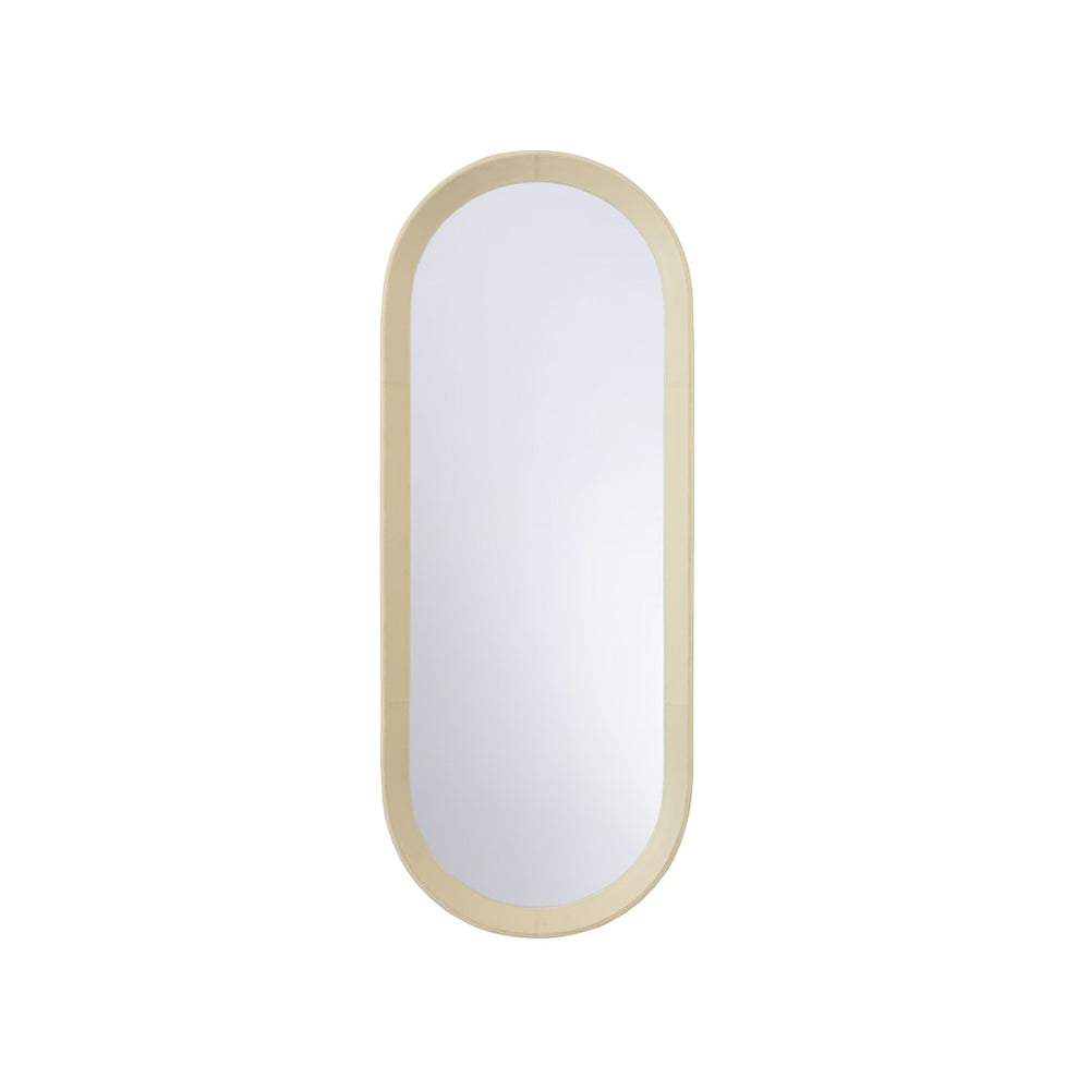 Chelsea House Oval Leather Mirror — 60" Tall Cream Leather-Wrapped Oval For Entryway, Bathroom, Bedroom Accent, Luxe Finish 370571