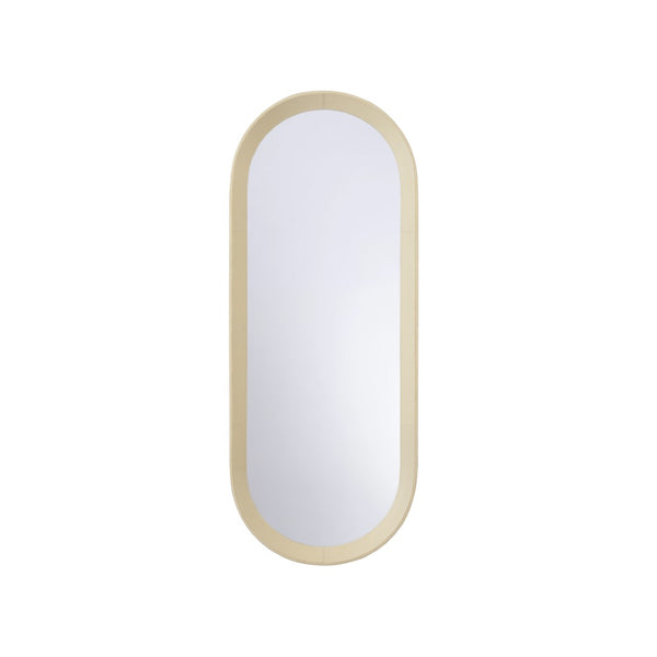 Chelsea House Oval Leather Mirror — 60" Tall Cream Leather-Wrapped Oval For Entryway, Bathroom, Bedroom Accent, Luxe Finish 370571