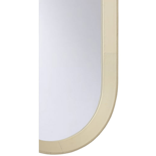 Chelsea House Oval Leather Mirror — 60" Tall Cream Leather-Wrapped Oval For Entryway, Bathroom, Bedroom Accent, Luxe Finish 370571
