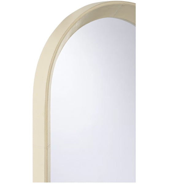 Chelsea House Oval Leather Mirror — 60" Tall Cream Leather-Wrapped Oval For Entryway, Bathroom, Bedroom Accent, Luxe Finish 370571