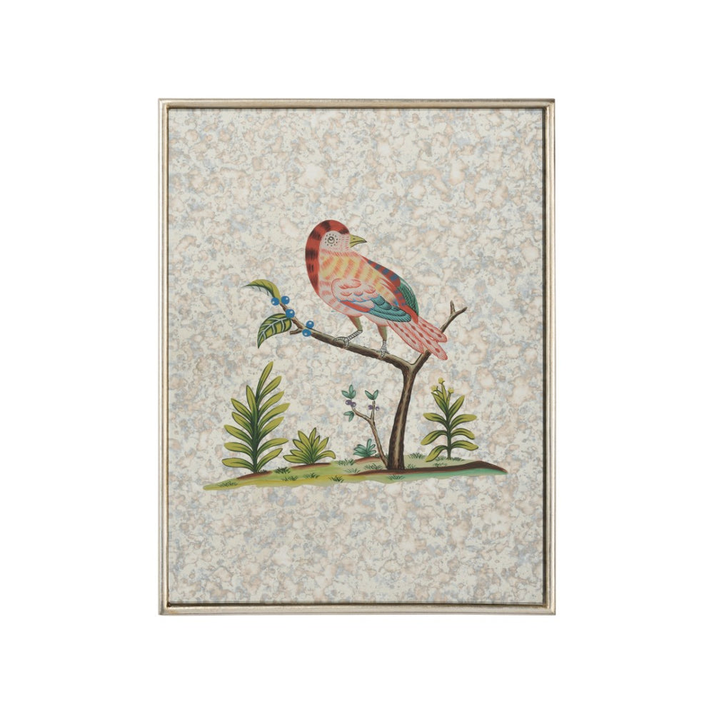 Chelsea House Square Antiqued Mirrored Bird Accent Wall Mirror By Bill Cain — Hand-Painted Vintage Silver Leaf, 18X14 370581