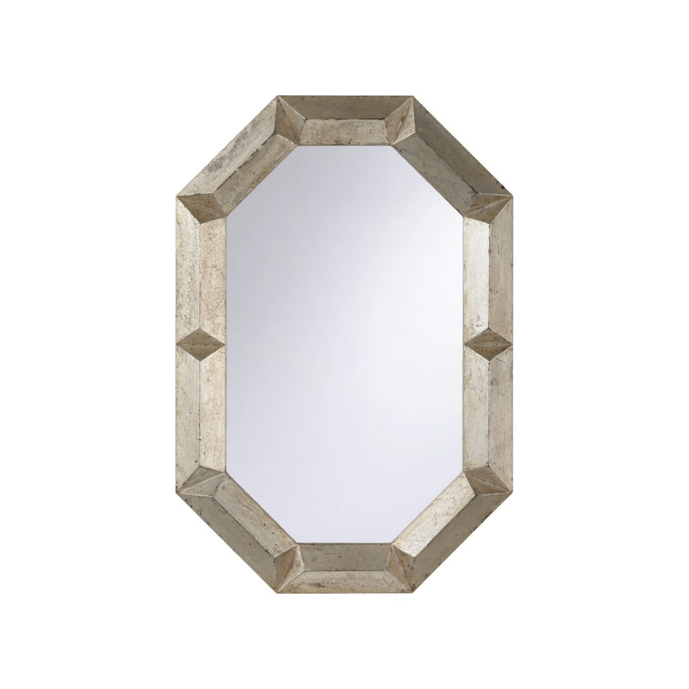 Chelsea House Henril Oval Mirror With Faceted Aged Silver Frame — 33.5" X 22.5" Statement Piece For Modern Homes 370585