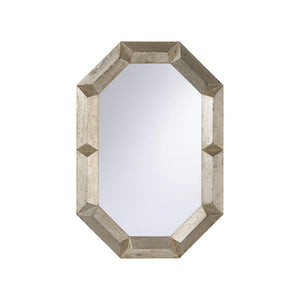 Chelsea House Henril Oval Mirror With Faceted Aged Silver Frame — 33.5" X 22.5" Statement Piece For Modern Homes 370585