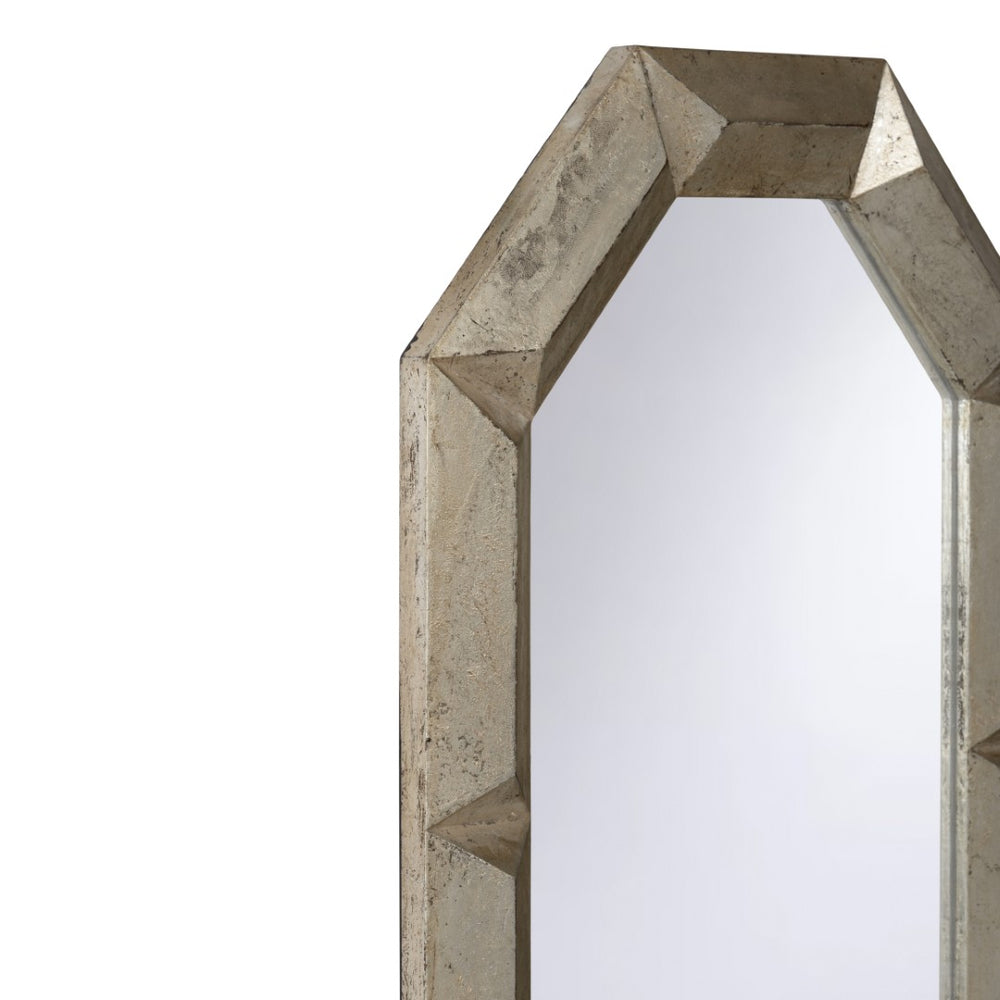 Chelsea House Henril Oval Mirror With Faceted Aged Silver Frame — 33.5" X 22.5" Statement Piece For Modern Homes 370585