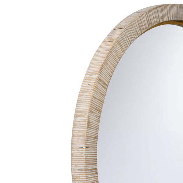 Chelsea House Stately Raffia Round Mirror 39.5" — Hand-Wrapped Natural Frame With Beveled Glass & Gold Trim 370589