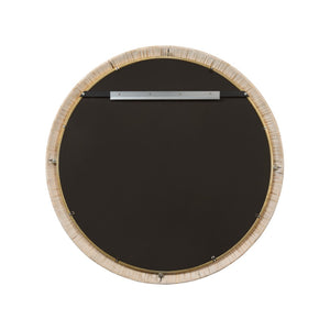 Chelsea House Stately Raffia Round Mirror 39.5" — Hand-Wrapped Natural Frame With Beveled Glass & Gold Trim 370589