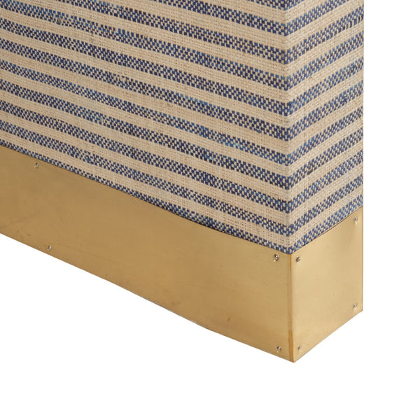 Chelsea House Waterfall Blue-And-White Raffia Console With Polished Brass Feet — Sculptural Entryway Statement 370591