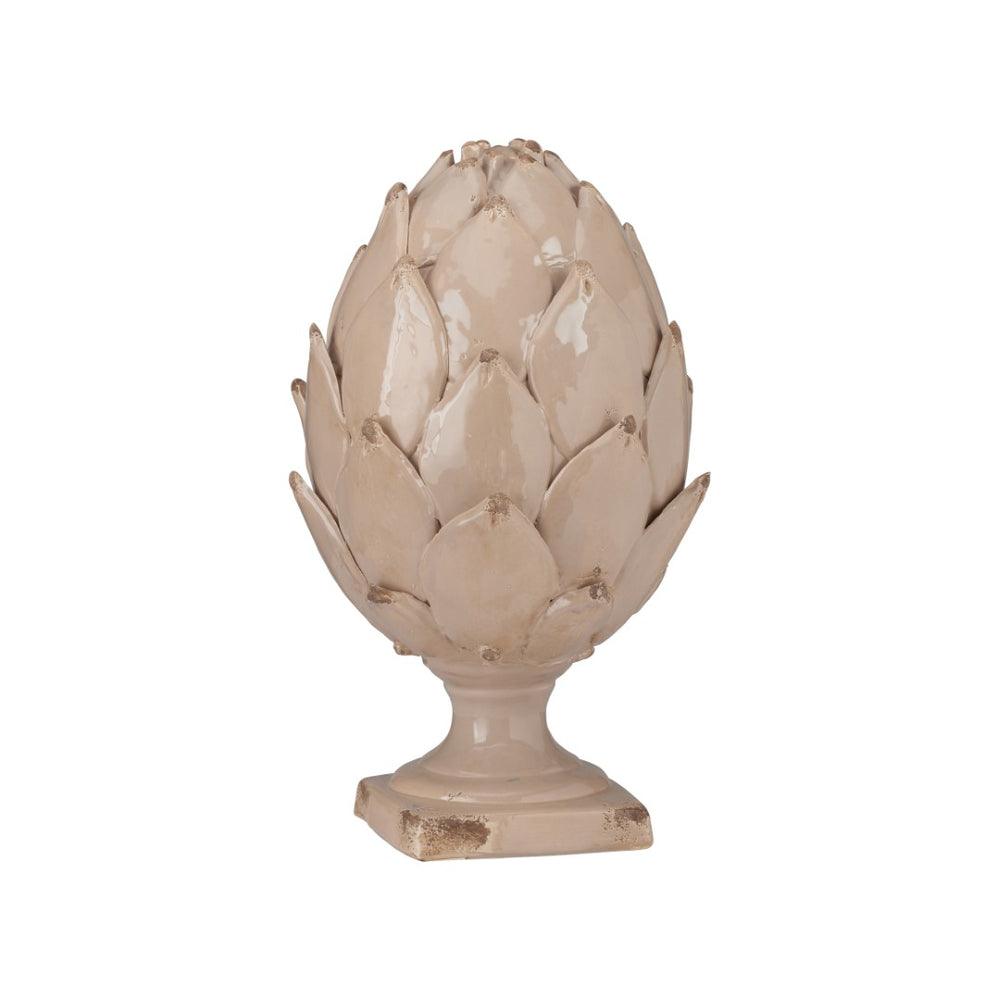 Chelsea House Beige Handcrafted Italian Ceramic Artichoke Accent - 21.5" Tall, Textured Glaze For Mediterranean Style Home 370592