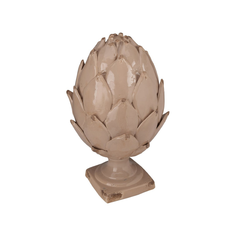 Chelsea House Beige Handcrafted Italian Ceramic Artichoke Accent - 21.5" Tall, Textured Glaze For Mediterranean Style Home 370592