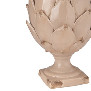 Chelsea House Beige Handcrafted Italian Ceramic Artichoke Accent - 21.5" Tall, Textured Glaze For Mediterranean Style Home 370592