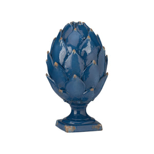 Chelsea House Blue Italian Ceramic Artichoke Sculpture - Handcrafted 21.5" Glossy Blue Glaze Accent For Mantels 370593