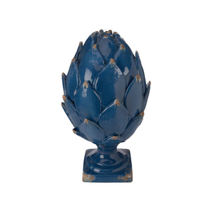 Chelsea House Blue Italian Ceramic Artichoke Sculpture - Handcrafted 21.5" Glossy Blue Glaze Accent For Mantels 370593