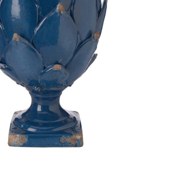 Chelsea House Blue Italian Ceramic Artichoke Sculpture - Handcrafted 21.5" Glossy Blue Glaze Accent For Mantels 370593