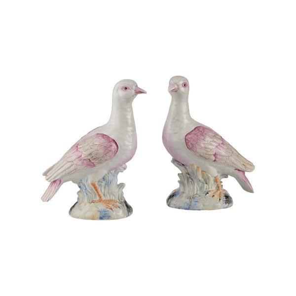Chelsea House Famille Handpainted Rose Terns Pair — Delicate Famille Rose Porcelain Birds With Floral Detail, 9" Tall 370596