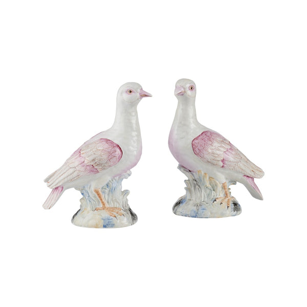 Chelsea House Famille Handpainted Rose Terns Pair — Delicate Famille Rose Porcelain Birds With Floral Detail, 9" Tall 370596