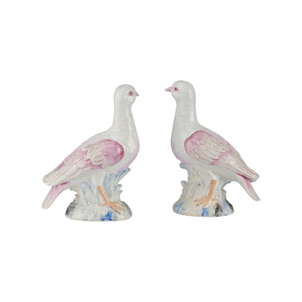 Chelsea House Famille Handpainted Rose Terns Pair — Delicate Famille Rose Porcelain Birds With Floral Detail, 9" Tall 370596