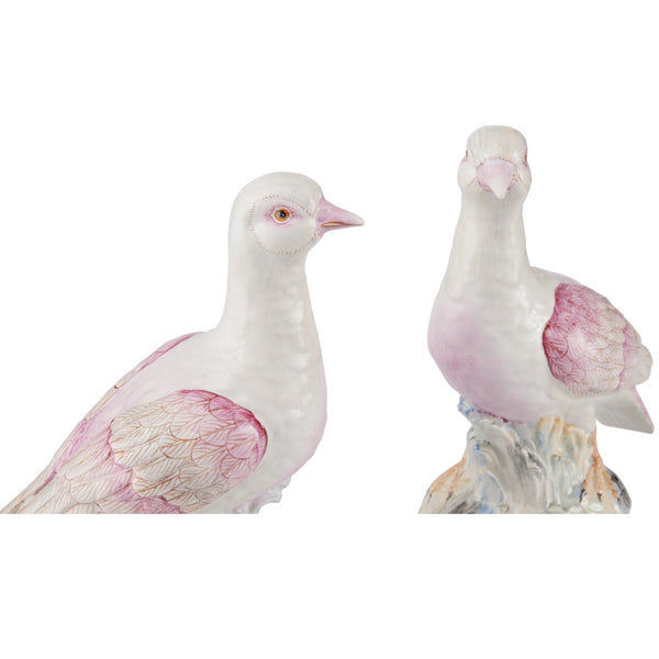 Chelsea House Famille Handpainted Rose Terns Pair — Delicate Famille Rose Porcelain Birds With Floral Detail, 9" Tall 370596