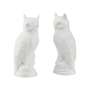 Chelsea House Hoot Ceramic Owl Figurines Pair By Shayla Copas — Glossy White Sculptures For Mantel, Shelf, Desk Decor 370597