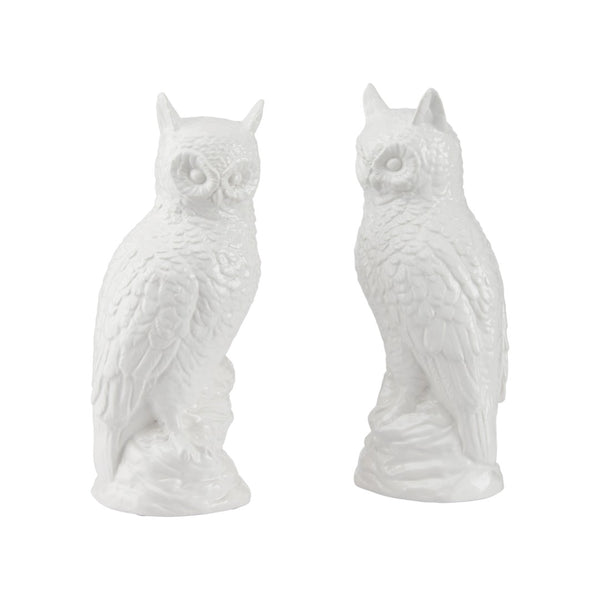 Chelsea House Hoot Ceramic Owl Figurines Pair By Shayla Copas — Glossy White Sculptures For Mantel, Shelf, Desk Decor 370597