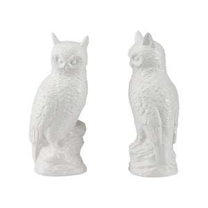 Chelsea House Hoot Ceramic Owl Figurines Pair By Shayla Copas — Glossy White Sculptures For Mantel, Shelf, Desk Decor 370597