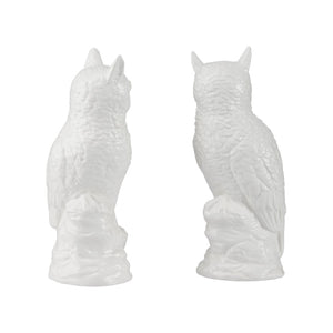 Chelsea House Hoot Ceramic Owl Figurines Pair By Shayla Copas — Glossy White Sculptures For Mantel, Shelf, Desk Decor 370597