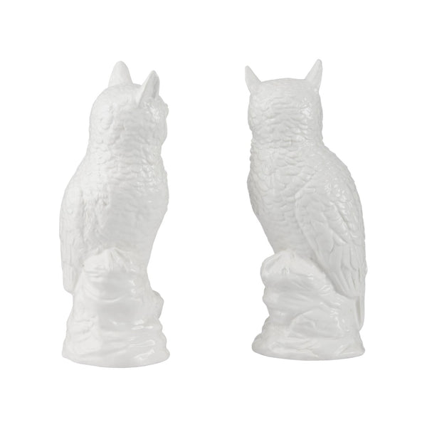 Chelsea House Hoot Ceramic Owl Figurines Pair By Shayla Copas — Glossy White Sculptures For Mantel, Shelf, Desk Decor 370597