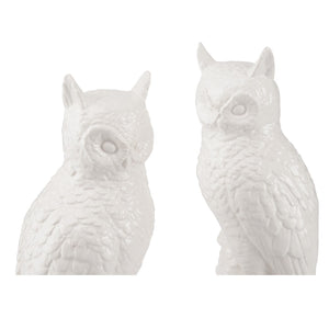 Chelsea House Hoot Ceramic Owl Figurines Pair By Shayla Copas — Glossy White Sculptures For Mantel, Shelf, Desk Decor 370597