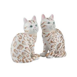 Chelsea House Coco Hand-Painted Bengal Cat Statues Pair — Elegant Ceramic Mantel DéCor, Lifelike Detail, 10"H 370598