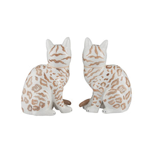 Chelsea House Coco Hand-Painted Bengal Cat Statues Pair — Elegant Ceramic Mantel DéCor, Lifelike Detail, 10"H 370598