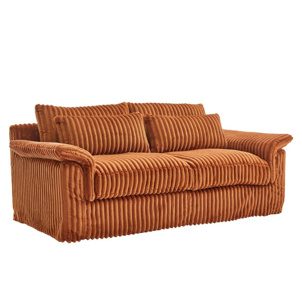 English Elm 74" Corduroy Loveseat Plush 2-seater Sofa with Pillow Arms for Compact Living Spaces Orange W1669P368992