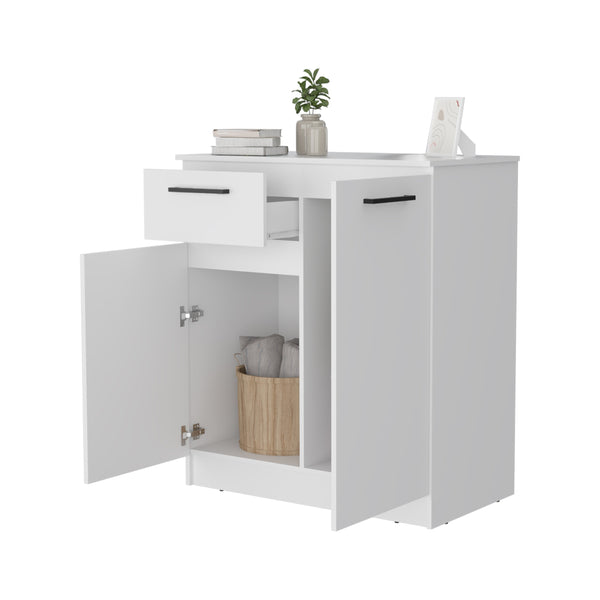 English Elm Clarion White Dresser with 1 Drawer & 2 Doors — Durable Particle Board, Spacious Storage & Elegant Handles B128S00120